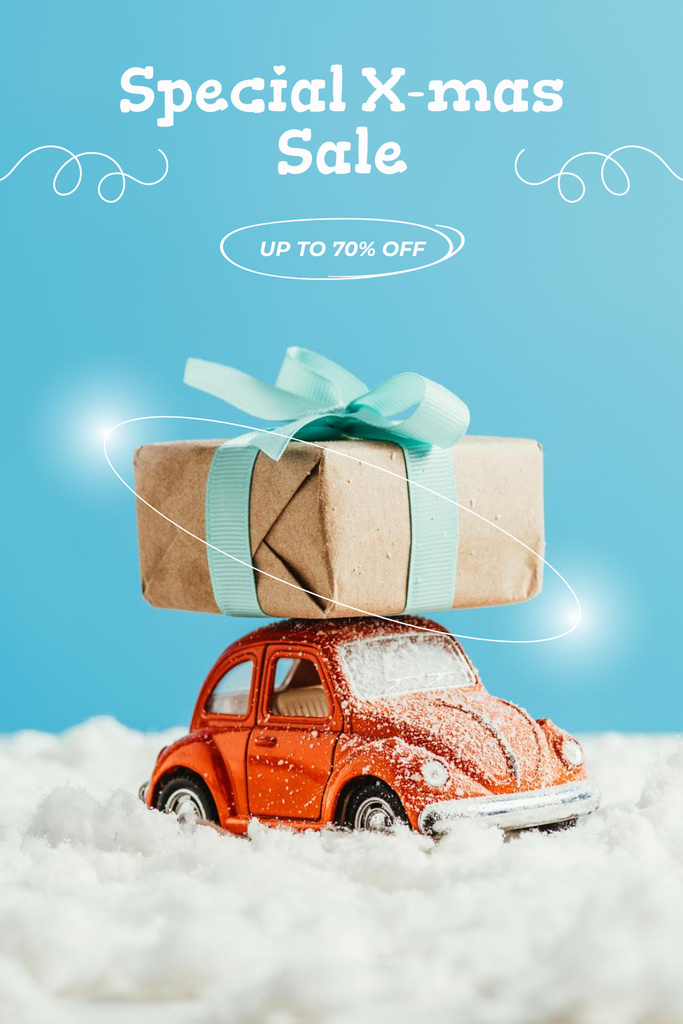 Szablon projektu Special Christmas Sale Announcement With Packed Present Pinterest