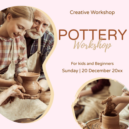 Creative Workshop Offer for Pottery Ad Instagram Design Template
