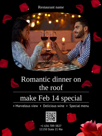 Pár romantikus Valentin-napi vacsorán Poster US tervezősablon