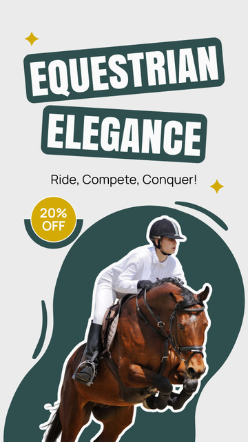 Elegant Equestrian Competitions with Reduced Entry Fees Instagram Story Modelo de Design