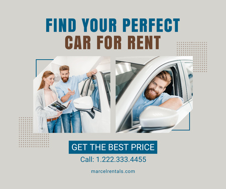 Car Rental Services with Happy Couple Facebook Design Template