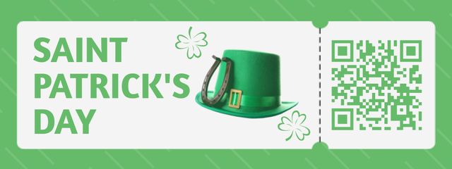 Ontwerpsjabloon van Ticket van Happy St. Patrick's Day with Hat and Horseshoe