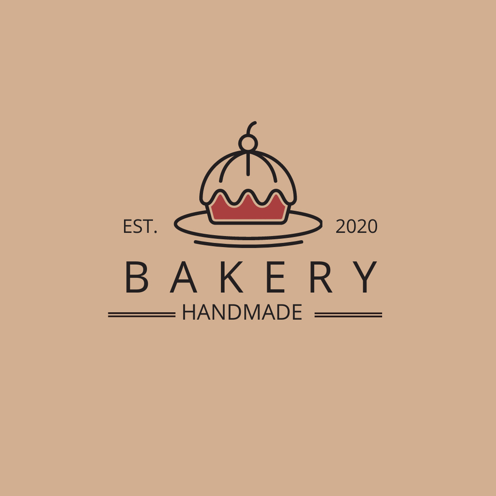 Appetizing Bakery Ad with a Yummy Cupcake In Brown Logo 1080x1080px Tasarım Şablonu