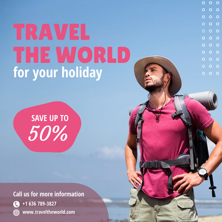 Platilla de diseño World Travel Trips Ad with Tourist Instagram