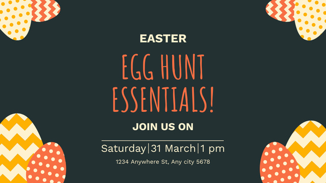Easter Egg Hunt Ad with Bright Painted Eggs FB event cover tervezősablon