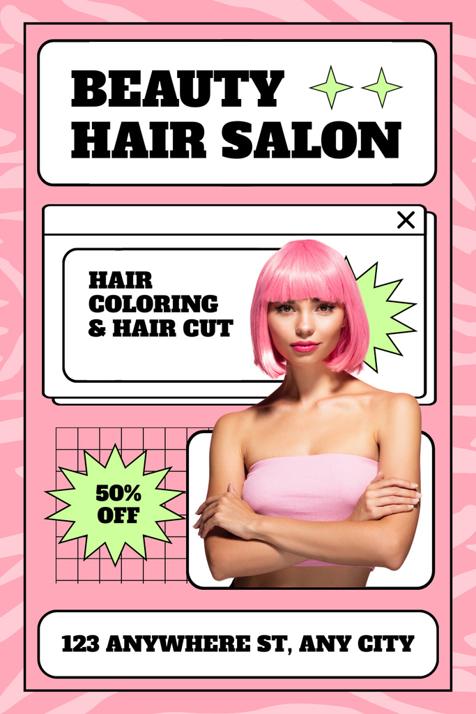 Ontwerpsjabloon van Pinterest van Beauty and Hair Salon Services