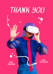 Woman in Virtual Reality Glasses on Pink