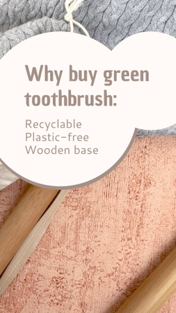 Green Toothbrushes With Wooden Handle Promotion TikTok Video Design Template