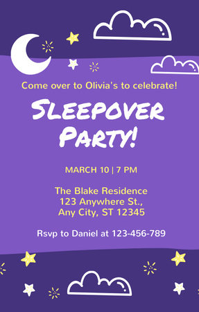 Sleepover Party Invitation Invitation 4.6x7.2in Design Template