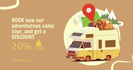 Designvorlage Adventurous Camp Trip Announcement für Facebook AD