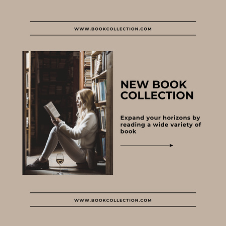 Ontwerpsjabloon van Instagram van Aanbieding nieuwe boekencollectie