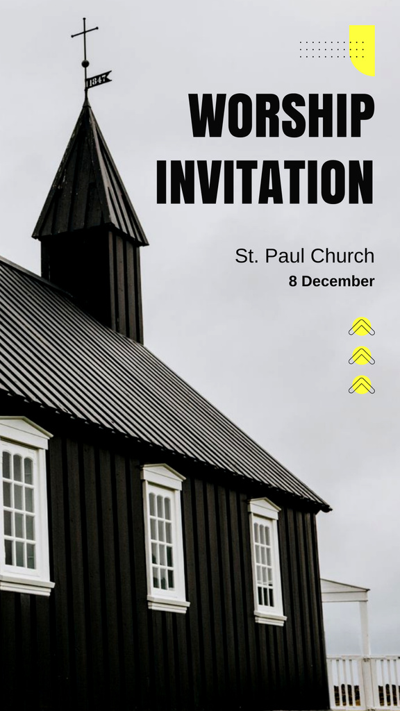 Worship Announcement with Church Building Instagram Story Modelo de Design