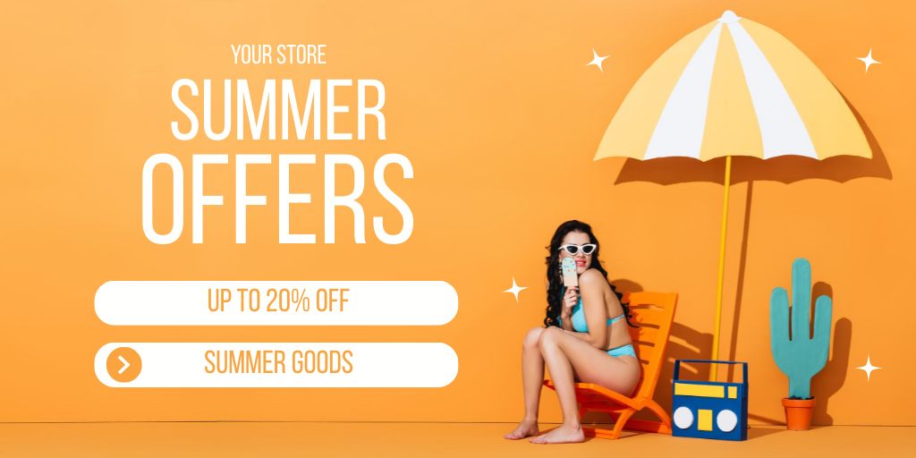 Summer Essentials Offer on Orange Twitter Design Template