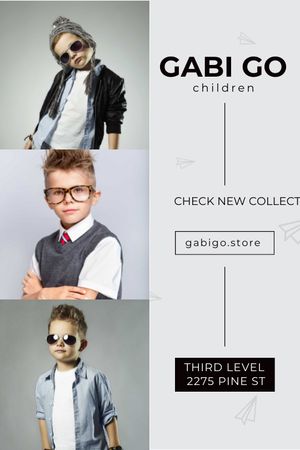 Children clothing store with stylish kids Tumblr Modelo de Design