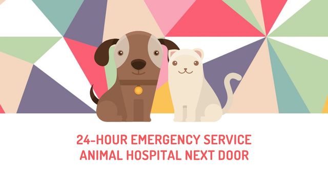 Plantilla de diseño de Animal hospital services Ad with Cute Pets Facebook AD 