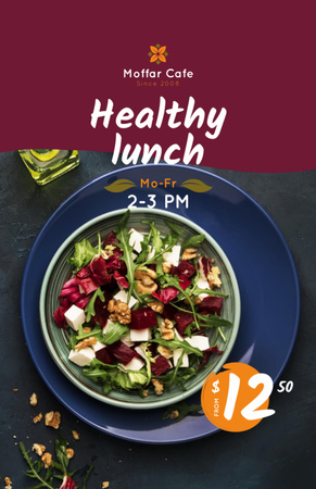 Healthy Menu Offer with Salad in Plate Flyer 5.5x8.5in Design Template