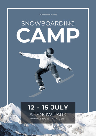 Platilla de diseño Snowboarding Camp Announcement Poster