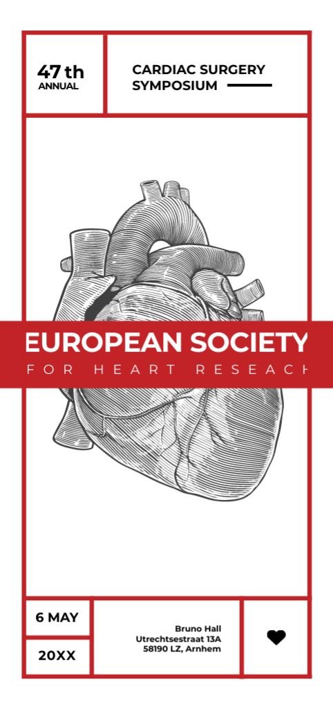 Designvorlage Cardiac Surgery Conference Ad with Human Heart Sketch für Flyer DIN Large