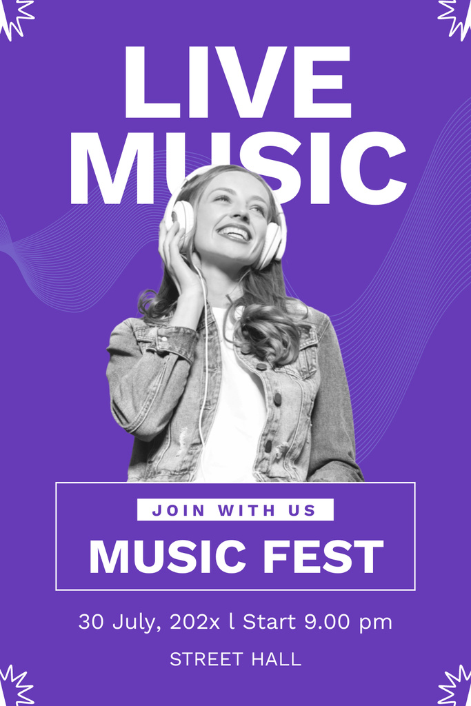 Designvorlage Memorable Live Music Festival Announce In Summer für Pinterest