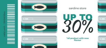 Canned Sardines Discount Coupon 3.75x8.25in Design Template