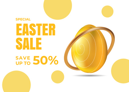Easter Sale Announcement with Golden Easter Egg Card Design Template