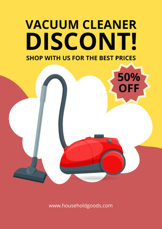 Vacuum Cleaner Discount Red and Yellow Poster Design Template