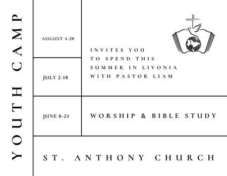 Platilla de diseño Youth Religion Camp Schedule Promotion Flyer 8.5x11in Horizontal