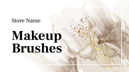Makeup Brushes Sale Offer with Watercolor Pattern Label 3.5x2in Design Template