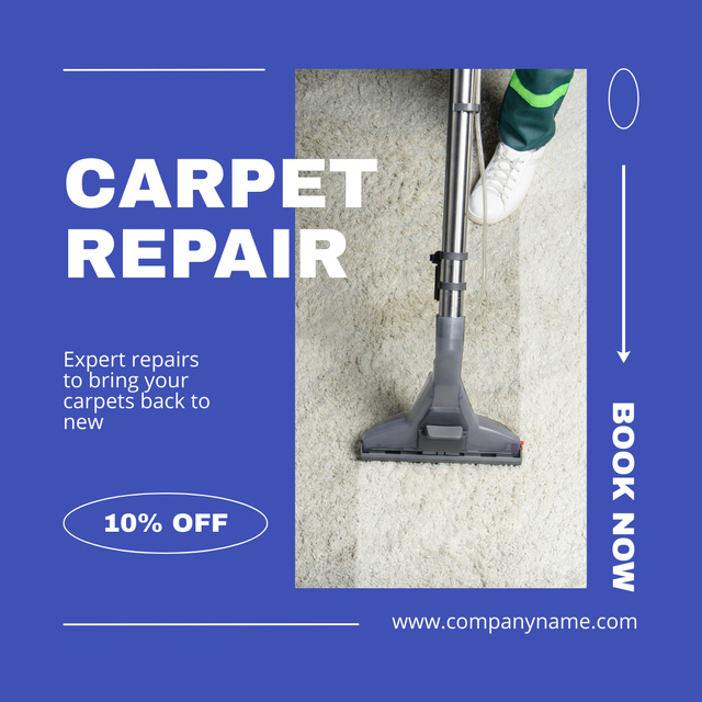 Carpet Repair Ad with Discount and Vacuum Cleaner Instagram AD Πρότυπο σχεδίασης