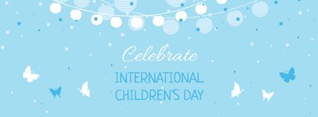 Children's Day Celebration with Cute Butterflies Facebook cover Design Template