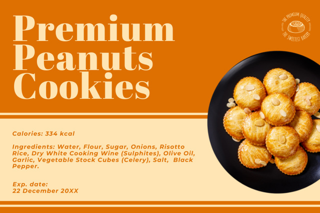 Premium Peanuts Cookies Label Šablona návrhu