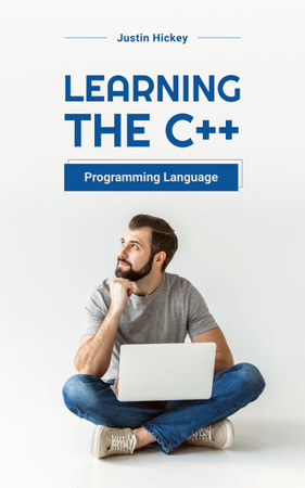 Modèle de visuel Offre de cours de programmation avec un homme travaillant sur un ordinateur portable - Book Cover