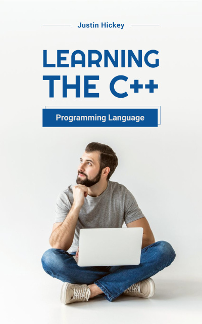 Programming Courses Offer with Man Working on Laptop Book Cover Πρότυπο σχεδίασης