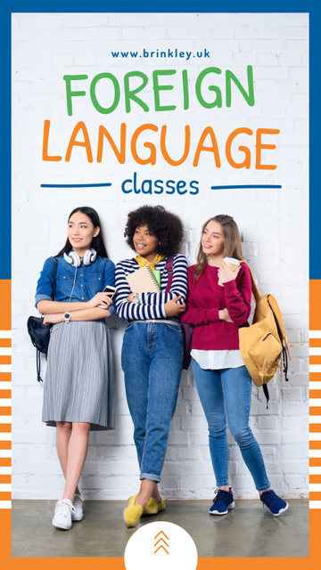 Language Classes Ad with Confident young girls Instagram Story Design Template