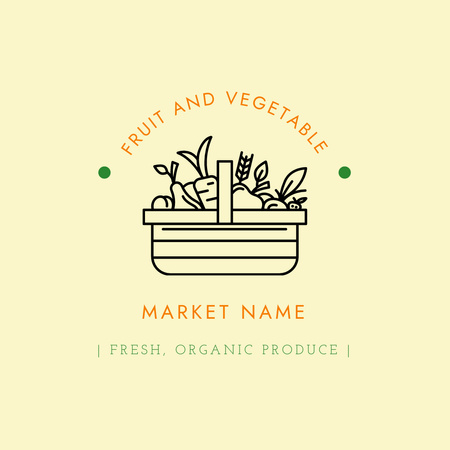 Fresh Fruits and Vegetables Market Emblem with Vegetables Logo 1080x1080px tervezősablon