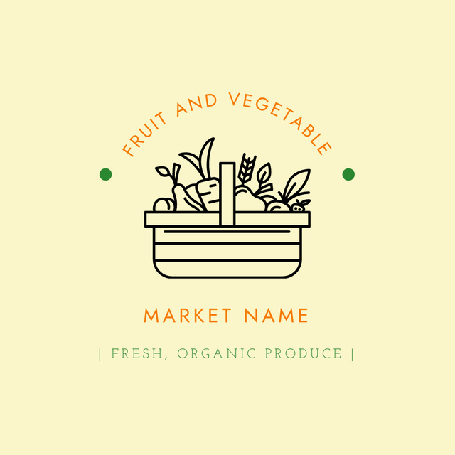 Fresh Fruits and Vegetables Market Emblem with Vegetables Logo 1080x1080px Modelo de Design