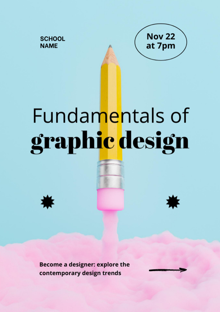Fundamentals of Graphic Design Workshop Flyer A5 tervezősablon