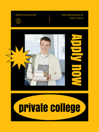 Student holding Books in Private College Poster US Design Template
