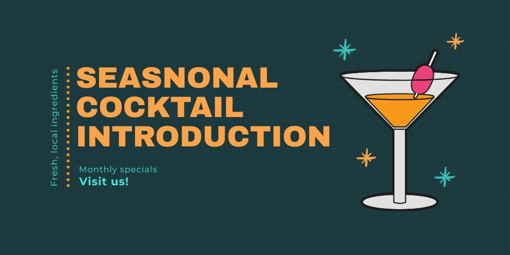 Plantilla de diseño de Monthly Promotion on New Seasonal Cocktails Twitter 