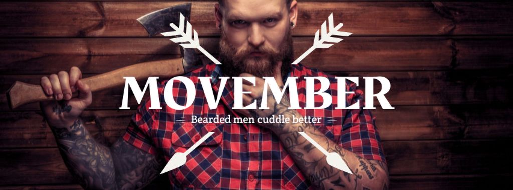 Lumberjack with mustache and beard Facebook cover Modelo de Design