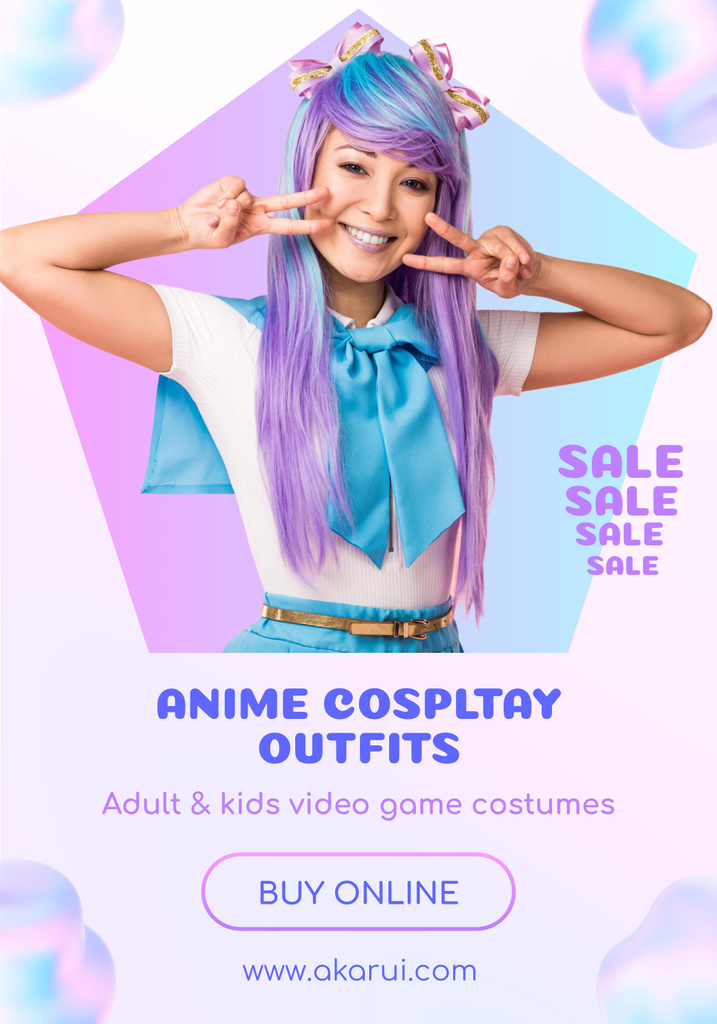 Anime Cosplay Outfit for Gaming Events Poster 28x40in Design Template