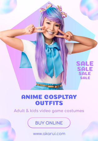 Designvorlage Girl in Anime Cosplay Outfit für Poster 28x40in