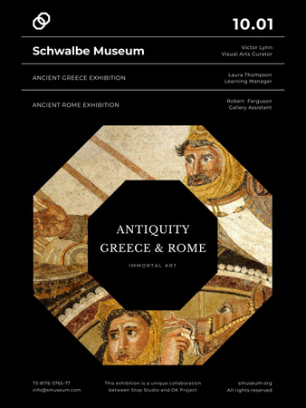 Anúncio da exposição de peças de arte da Grécia Antiga e Roma Poster US Modelo de Design