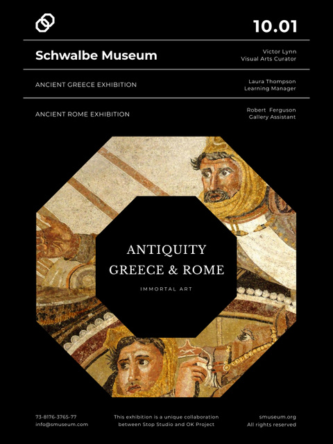 Ancient Greece and Rome Art Pieces Exhibition Announcement Poster US Tasarım Şablonu