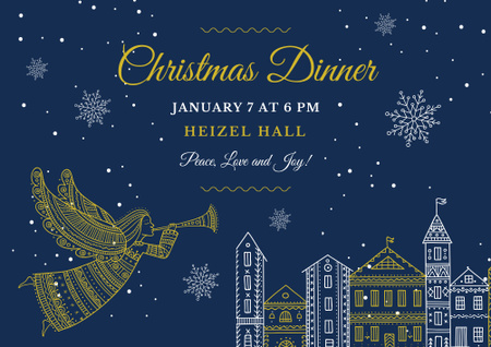Template di design Bellissimo annuncio della cena di Natale con Angel Poster B2 Horizontal