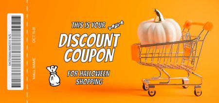 Halloween Holiday Sale Announcement with Pumpkin in Shopping Cart Coupon Din Large Design Template