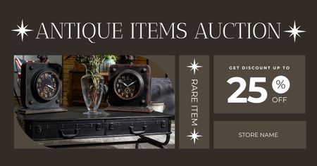 Rare Decor With Discounts On Antiques Auction Facebook AD Design Template