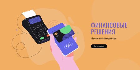 Finance Solutions concept with POS terminal Twitter – шаблон для дизайна