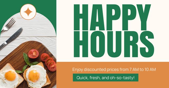 Happy Hours Promo with Egg Sandwiches Facebook AD Design Template