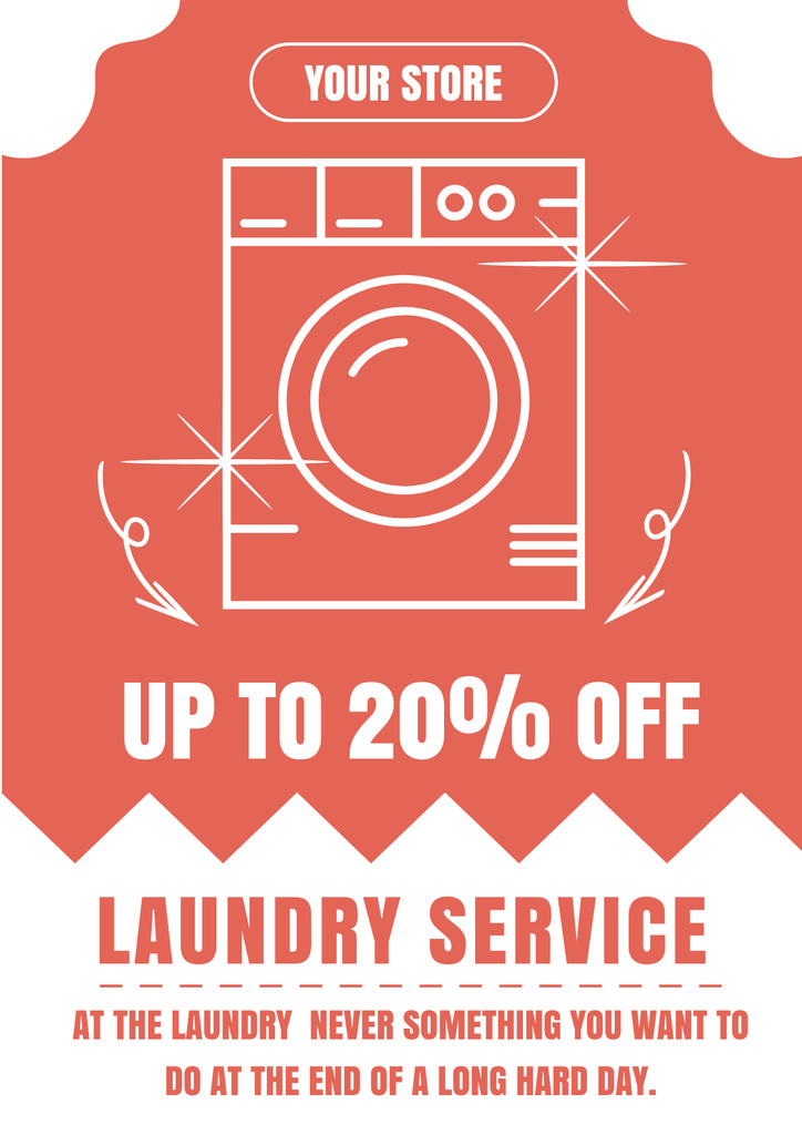 Offer Discounts on Laundry Service in Red Poster Tasarım Şablonu